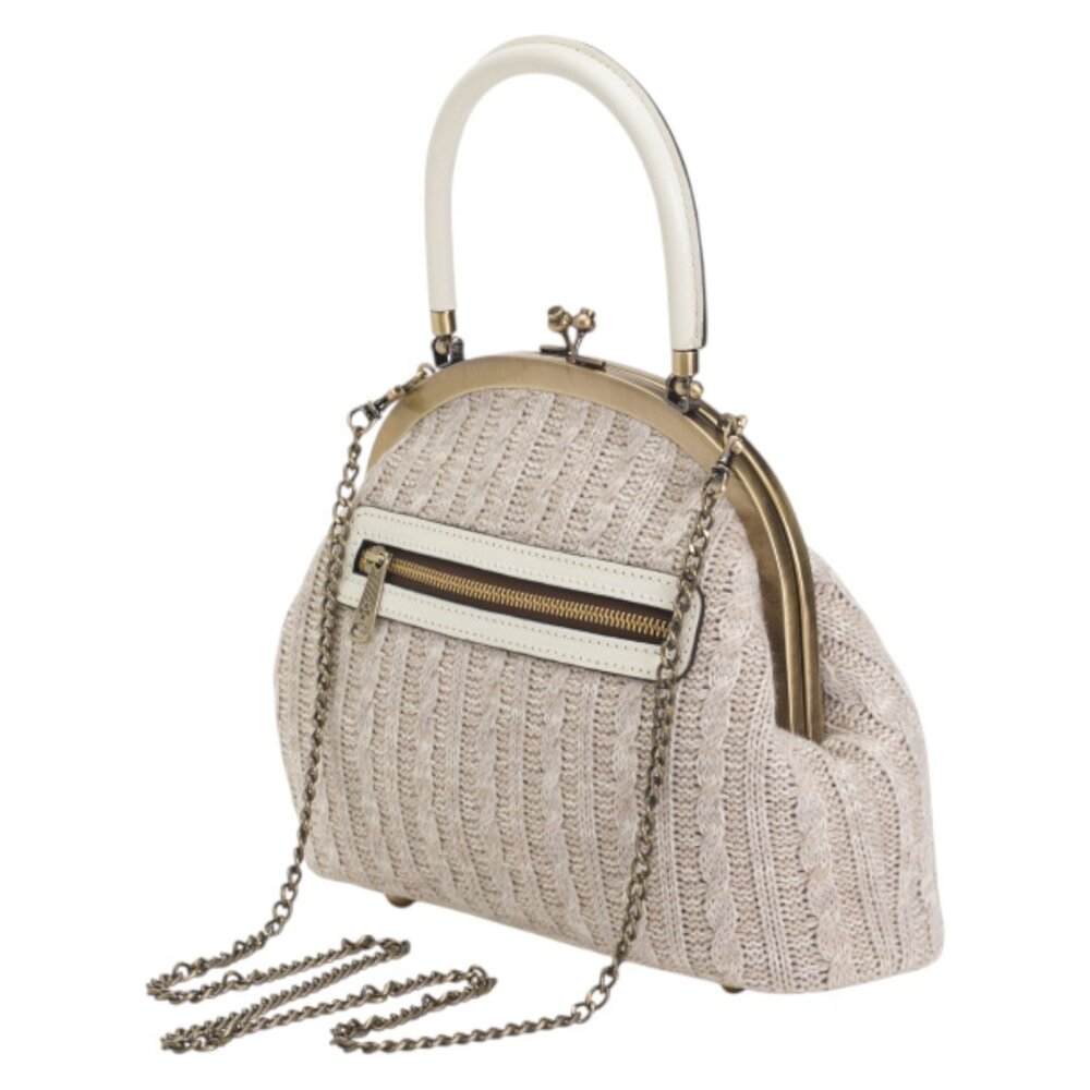 PATRICIA NASH Willow Knit Fabric Frame Satchel With Leather Trim Framed Satchel - Picture 4 of 5